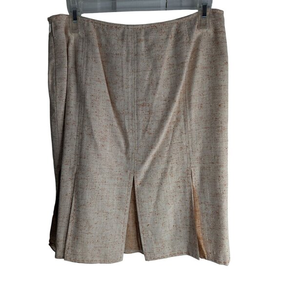 Elie Tahari Midi Skirt Womens Sz 6P Pigalle Tweed Lacey Pleats Retro Academia - Picture 2 of 10